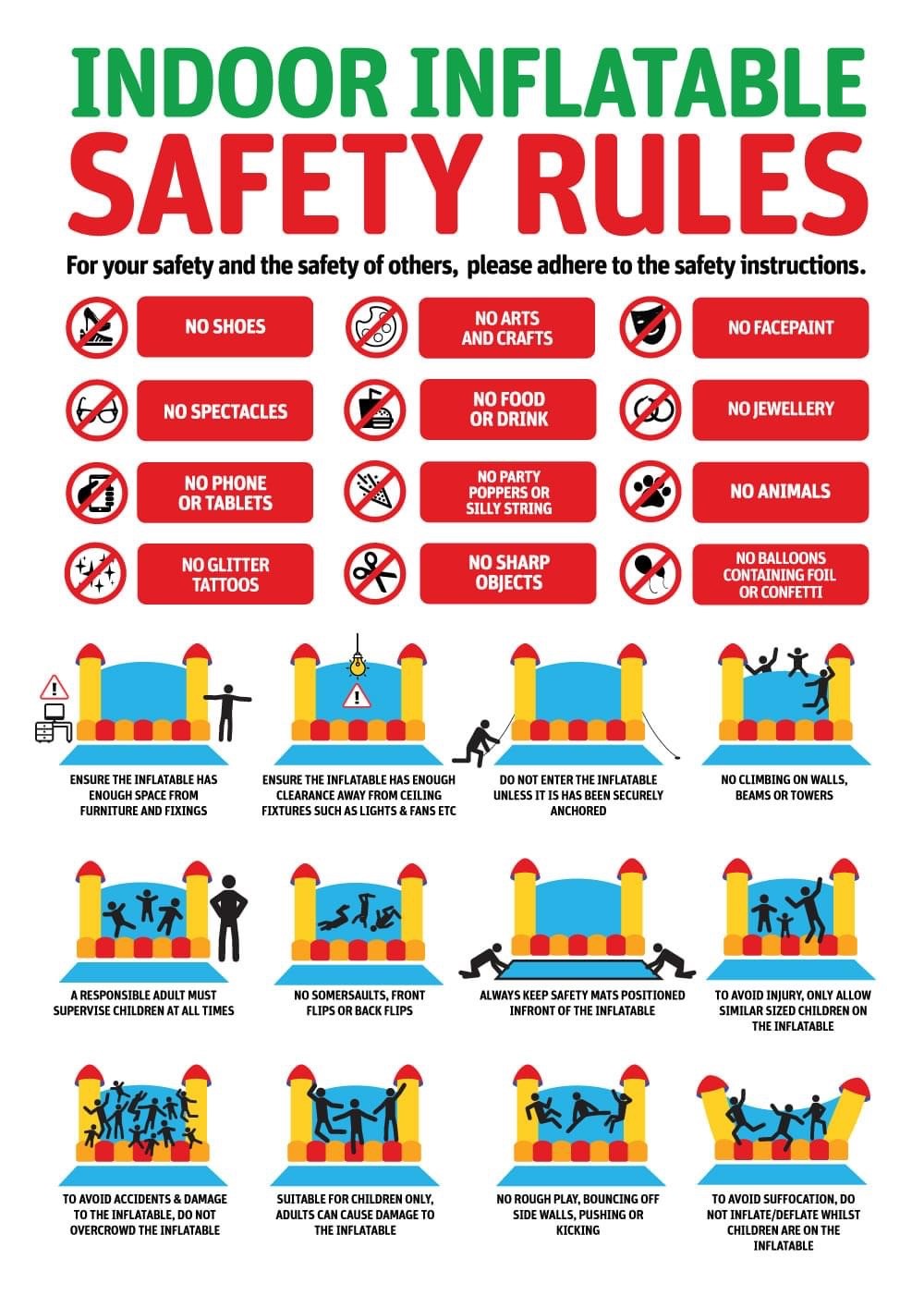 Inflatable Safty Rules - Bouncy Castle Hire in Essex | Canvey Castles